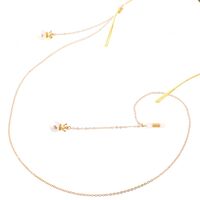 Gold-colored metal non-slip chain, with pendant crown and pearl, for glasses and masks GL244