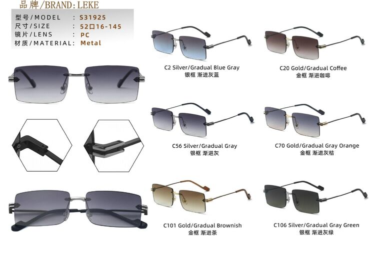 Rimless polarized metal sunglasses Leke L31925PC