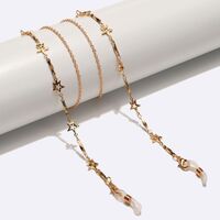 Металлическая нескользящая цепочка золотого цвета, с полыми звездами, для очков и масок GL1583