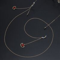 Gold-colored metal non-slip chain, with crown and crystal, for glasses and masks GL704