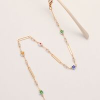 Металлическая нескользящая цепочка, с овалами. кристаллами и цветами, для очков и масок GL1861