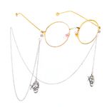 Металлическая нескользящая цепочка серебряного цвета, с подвеской в виде черепа, для очков и масок GL473