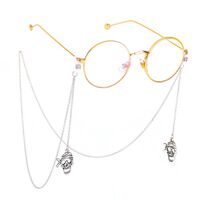 Металлическая нескользящая цепочка серебряного цвета, с подвеской в виде черепа, для очков и масок GL473