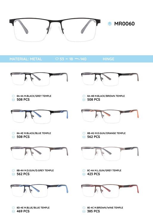 Metal frame with temples made of TR-90 material MR0060