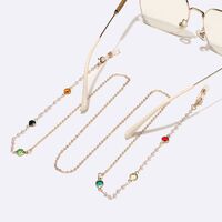 Металлическая нескользящая цепочка золотого цвета, с цветными кристаллами и жемчугом 8 мм, для очков и масок GL1548