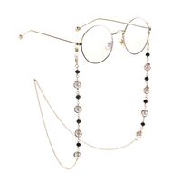 Gold-colored metal non-slip chain, with pearl and crystal, for glasses and masks GL852