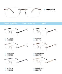 Металлическая безободковая оправа с дужками из пластика TR-90 HK04-08