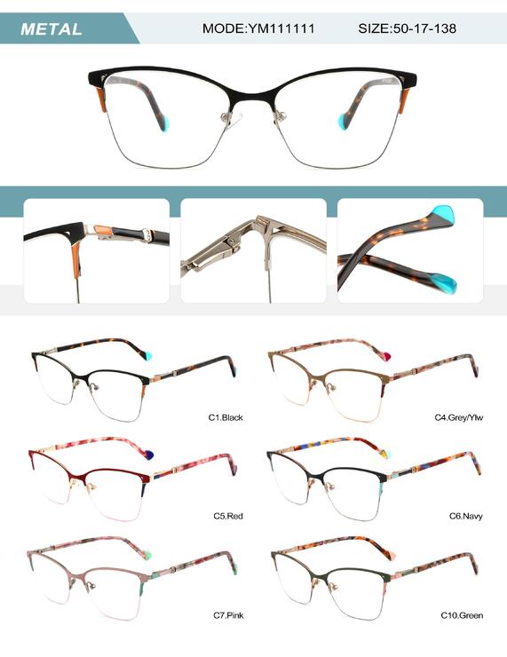 Оправа металлическая полуободковая женская с флексом YM111111-DA