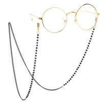 Black-colored metal non-slip chain, with black crystal, for glasses and masks GL101