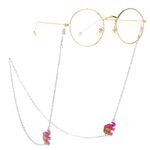 Металлическая нескользящая цепочка серебряного цвета, с красным слоном, для очков и масок GL236