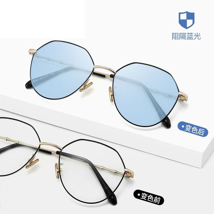 Очки металлические фотохромные с защитой от синего света 9621-GT