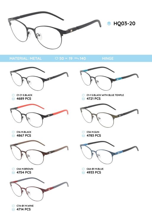 Metal frame with temples made of TR-90 material HQ03-20