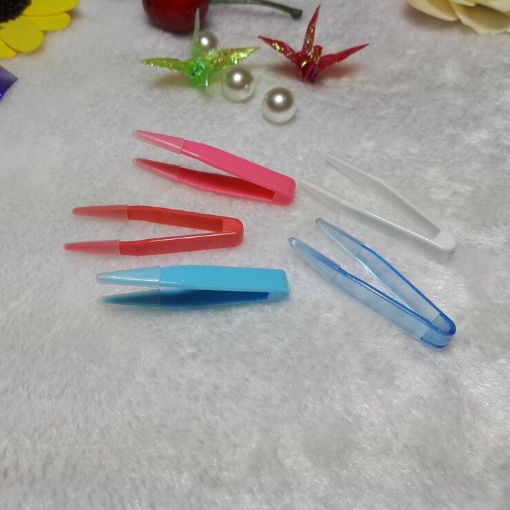 Tweezers, length 5 cm, with silicone tips, for working with contact lenses, assorted colors 玩具镊子, order from 200 pieces