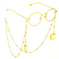 Gold-colored metal non-slip chain, with natural shell and beads, for glasses and masks GL662