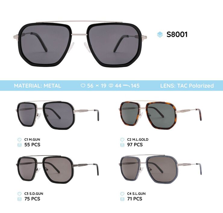 Metal frame polarized sunglasses with spring hinges S8001