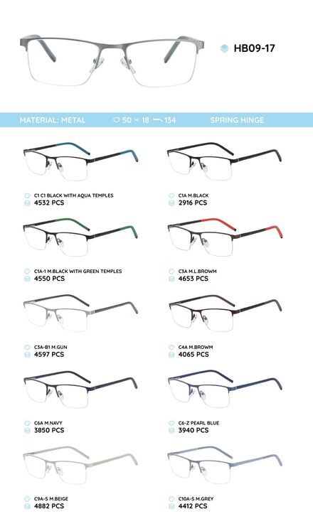 Metal frame with temples made of TR-90 material HB09-17