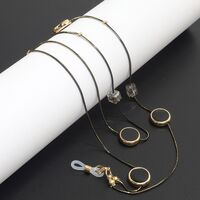 Metal non-slip black chain with crystal and black round for glasses and sweater GL868