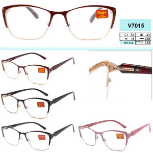 Очки женские металлические с флексами Vizzini V7015, диоптрии: +1,00 до +4,00 (шаг 0,25); -1,00 до -8,00 (шаг 0,5), белые линзы