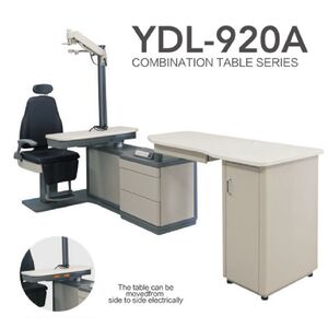Рабочее место офтальмолога, комбинированный стол с сенсорным управлением + кресло YDL-920A, столешница 870*400 мм 