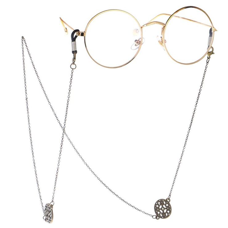 Bronze-colored metal non-slip chain, with a hollow circle, for glasses and masks GL127