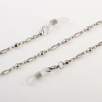 Silver-colored metal non-slip chain, with beads, for glasses and masks GL1015