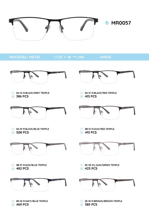 Металлическая оправа с дужками из материала TR-90 MR0057