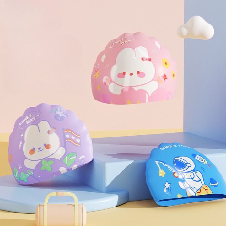 Silicone waterproof swimming cap for kids GJ770-YU