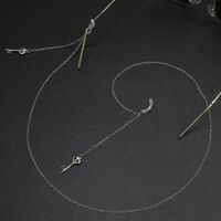 Silver-colored metal non-slip chain, with pendant skull key, for glasses and masks GL484