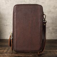 Сумка-барсетка-чехол для очков и девайсов из натуральной кожи с ремешком и молнией CF1149