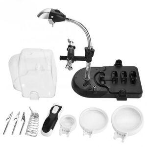 Tabletop multifunctional magnifying glass third hand with attachments 7761-XX, magnification: 2.5X, 5X, 16X