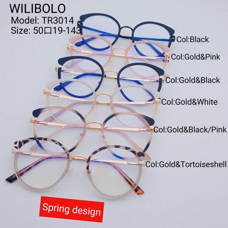 Metal +TR90 ultrathin frames with flex hinges Wilibolo TR3014