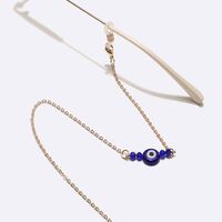 Металлическая нескользящая цепочка золотого цвета, с золотыми кристаллами и голубыми глазами, для очков и масок GL1733