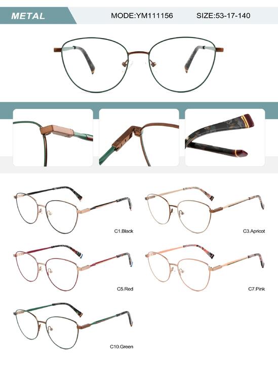 Metal frame for women with spring hinges YM111156-DA