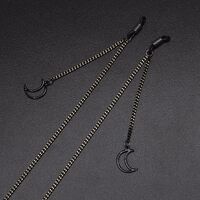Black-colored metal non-slip chain, with pendant moon, for glasses and masks GL599