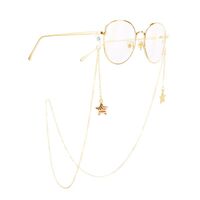 Gold-colored metal non-slip chain, with a five-star flag pendant, for glasses and masks GA027