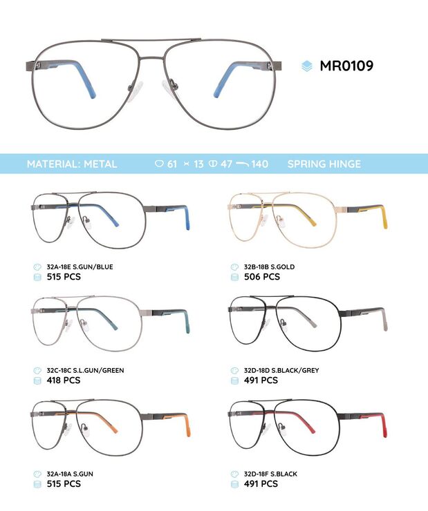 Metal frame with TR-90 temples with spring hinges MR0109