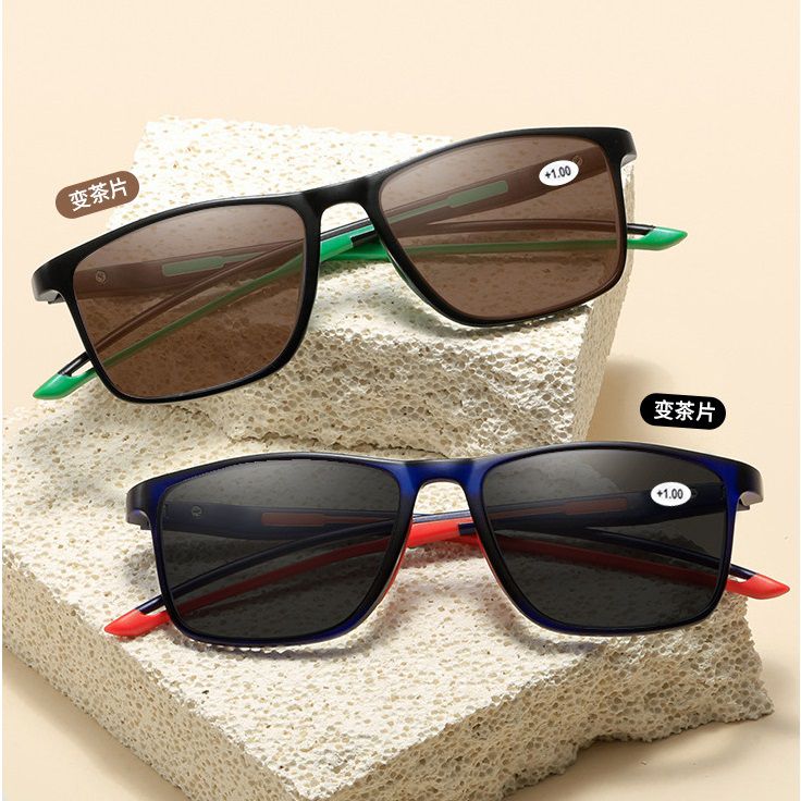 Очки из материала TR90 для чтения, фотохромные с защитой Blue ray cut, диоптрии от +1.00 до +4.00, РМЦ=62-64, KY1118-4变色老花