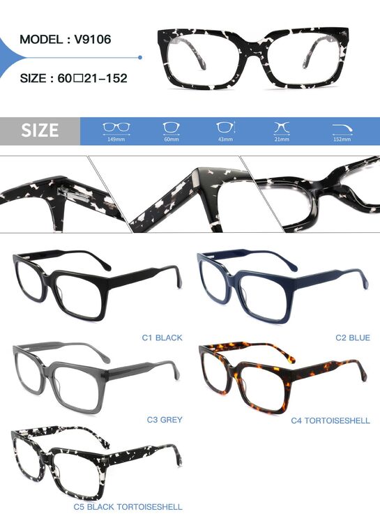 Plastic acetate frame for glasses with spring hinges Big City V9106