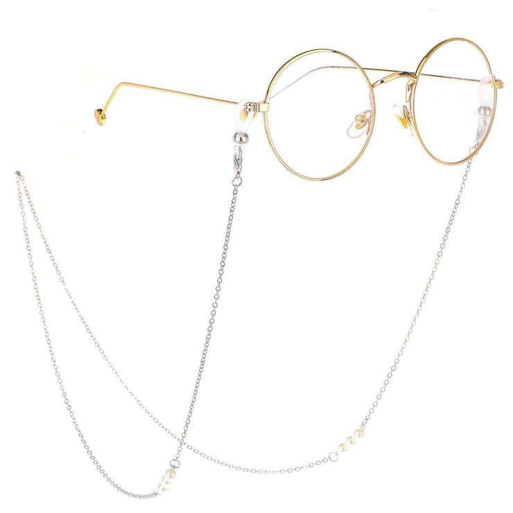 Metal non-slip chain, with pearl, for glasses and masks GL224