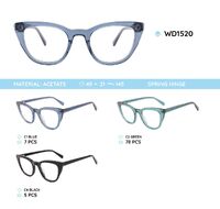 Plastic acetate eyeglasses frame for women with spring hinges WD1520
