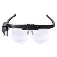 Magnifier-glasses with backlight for small parts working with replaceable attachments 11642DC, magnification: 1.5X, 2X, 2.5X, 3.5X, 4X, 4.5X