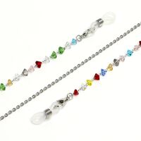 Silver-colored metal non-slip chain, with colorful triangular crystal, for glasses and masks GS036