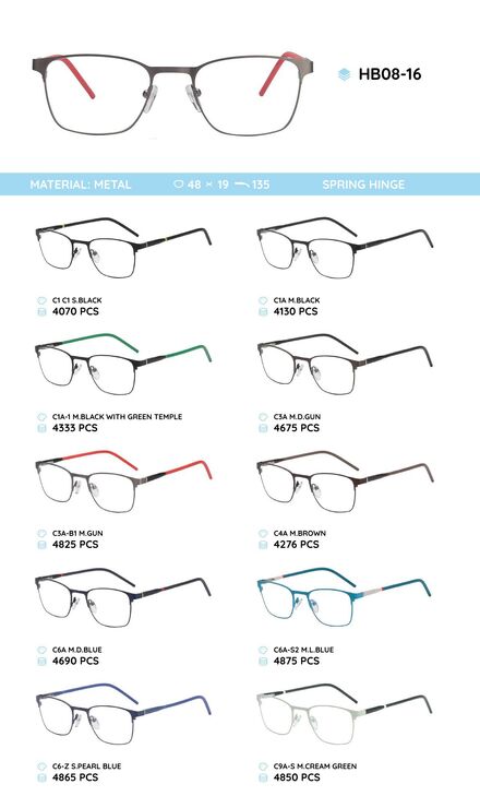 Metal frame with temples made of TR-90 material HB08-16