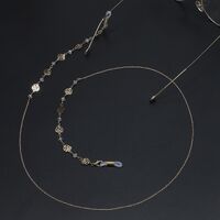 Gold-colored metal non-slip chain, with rose and crystal, for glasses and masks GL715