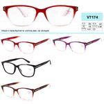 Ready-made plastic frame anti-glare glasses for women with spring hinges Vizzini V7174, diopters from +0.75 to +4.00 (step 0.25)