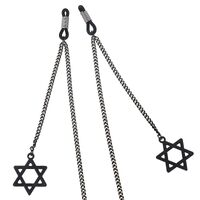 Black-colored metal non-slip chain, with pendant six-pointed star, for glasses and masks GL415