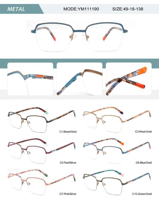 Оправа металлическая полуободковая женская с флексом YM111190-DA