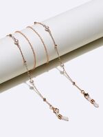 Gold-colored metal non-slip chain, with pearl and beads, for glasses and masks GL947