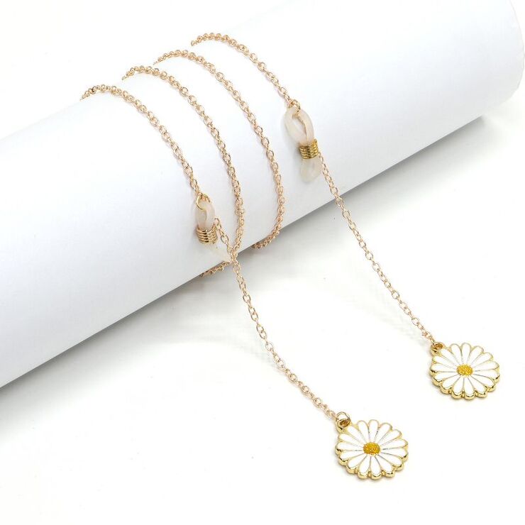 Металлическая нескользящая цепочка золотого цвета, с подвеской в форме ромашки, для очков и масок GL1030