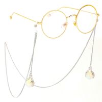 Metal non-slip silver chain, with opal pendant, for glasses and masks GS022